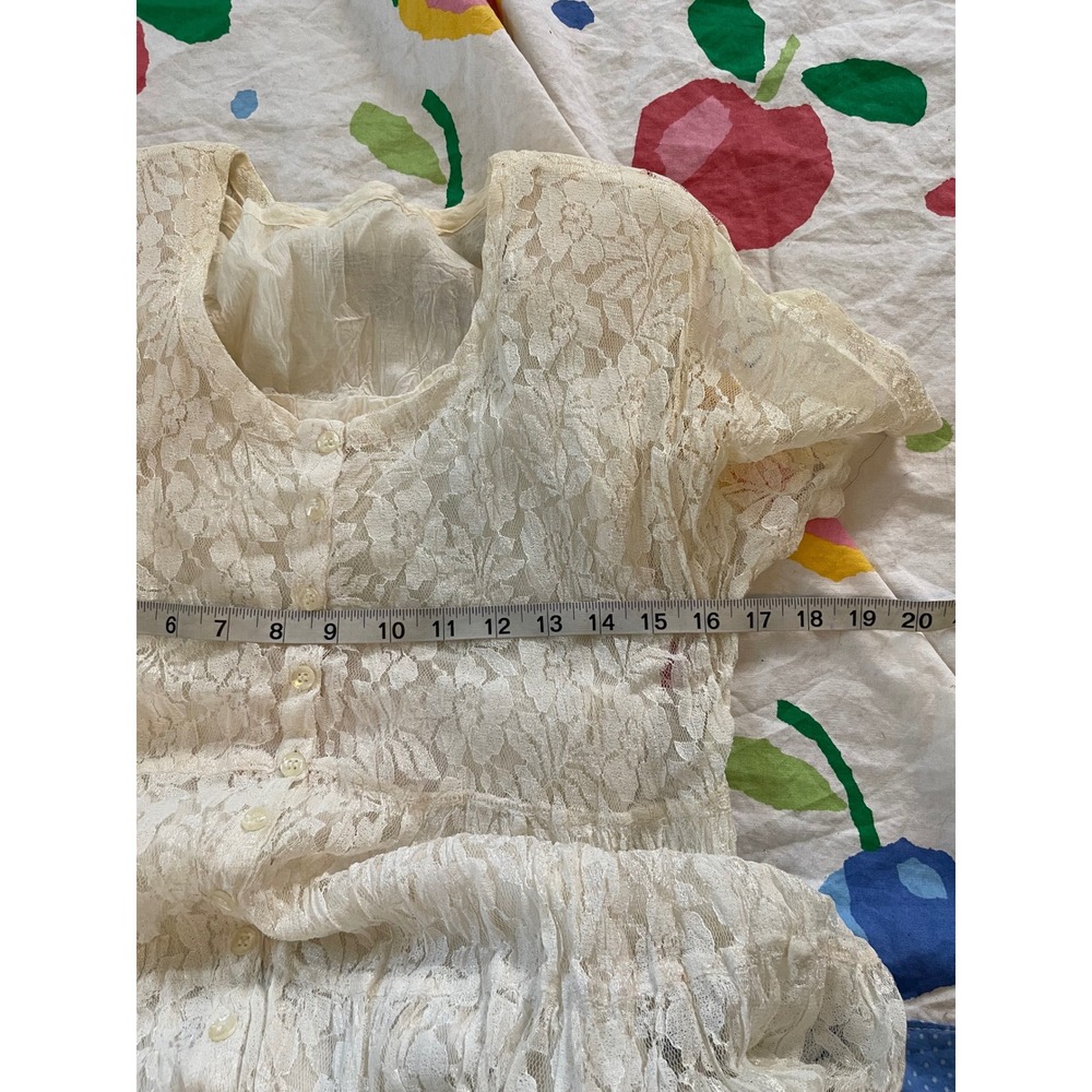 Nostalgia Cream Floral Lace Tiered Button Front Midi Dress Womens Small Rayon - Picture 5 of 6